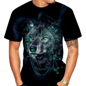 Black 3D Digital Wolf Printed Short Sleeve T-Shirt Men’s Size Small